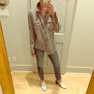 One Teaspoon Railroad Stripe Snap Front Top